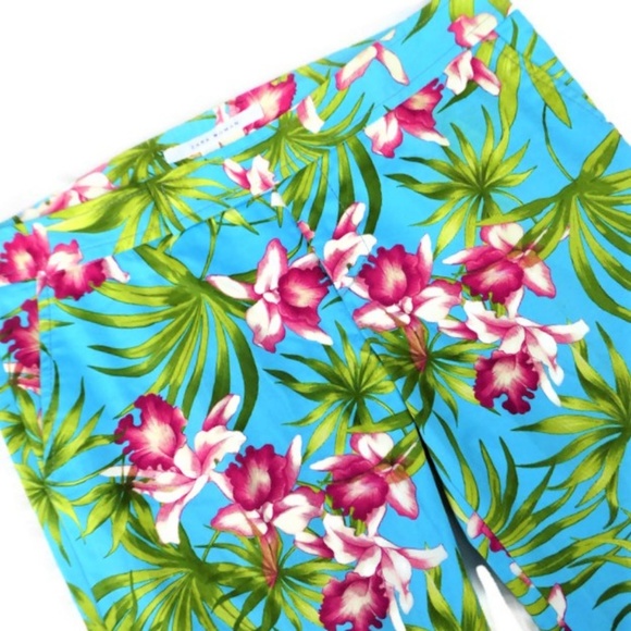 Vintage 90s Y2K Zara Ankle Slit Pants Tropical Hawaiian Pockets Stretchy Spain 8 - Picture 2 of 7